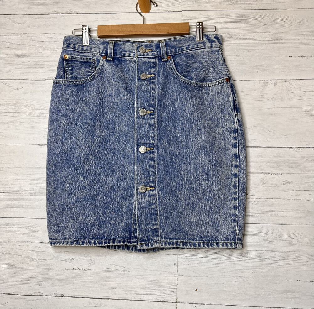 Levis Skirt Womens Size 30 Premium Front Button Mini Denim Quality Clothing